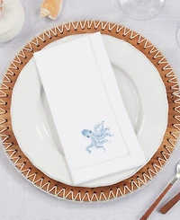 Saro Lifestyle Ocean Treasures Embroidered Octopus Napkin Set of 6, 20"x20"