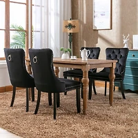 Streamdale Furniture Contemporary Velvet Dining Chairs, Black, 2-Pcs Set