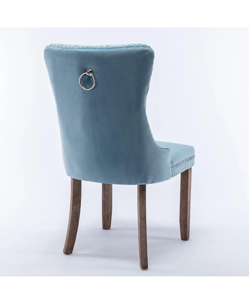 Streamdale Furniture Modern Velvet Dining Chairs 2-pcs Set, Light Blue