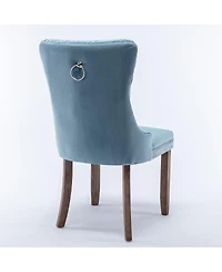 Streamdale Furniture Modern Velvet Dining Chairs 2-pcs Set, Light Blue