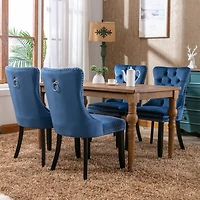 Streamdale Contemporary Velvet Dining Chairs, Blue, 2-pcs Set