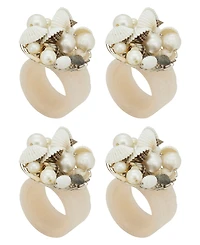 Saro Lifestyle Seashore Splendor Beaded Resin Napkin Ring Set of 4,