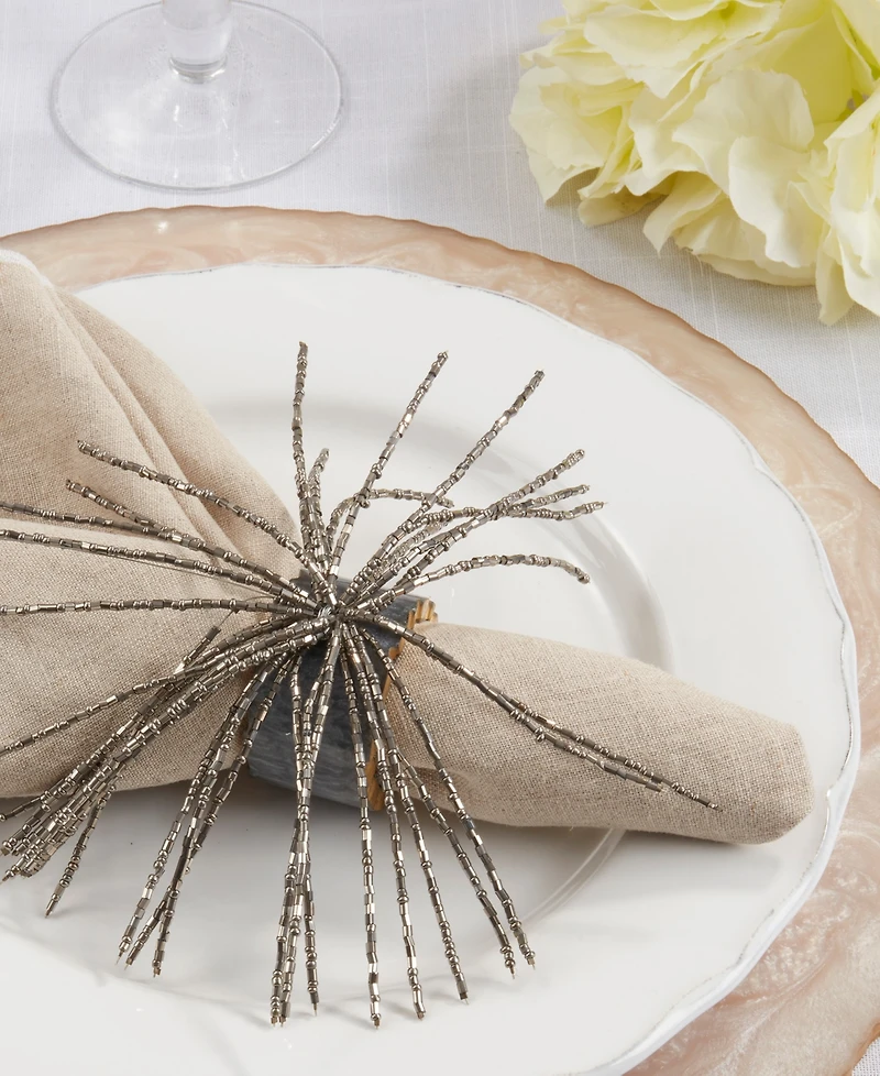 Saro Lifestyle Bead-Embellished Resin Napkin Ring Set of 4