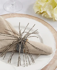 Saro Lifestyle Bead-Embellished Resin Napkin Ring Set of 4