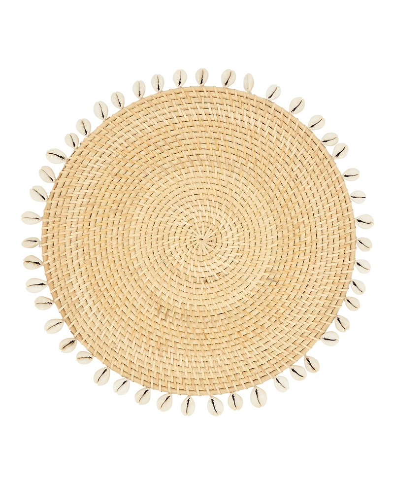 Saro Lifestyle Seaside Splendor Shell Rattan Placemat Set of 4,15"x15"