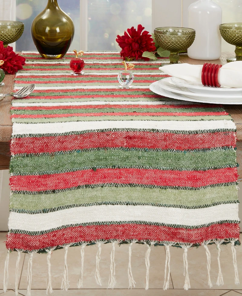 Saro Lifestyle Wide Striped Table Runner, 16"x72"