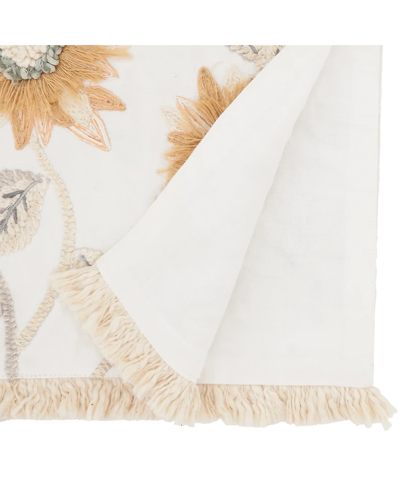 Saro Lifestyle Enchanting Sunflower Embroidered Table Runner, 16"x72"