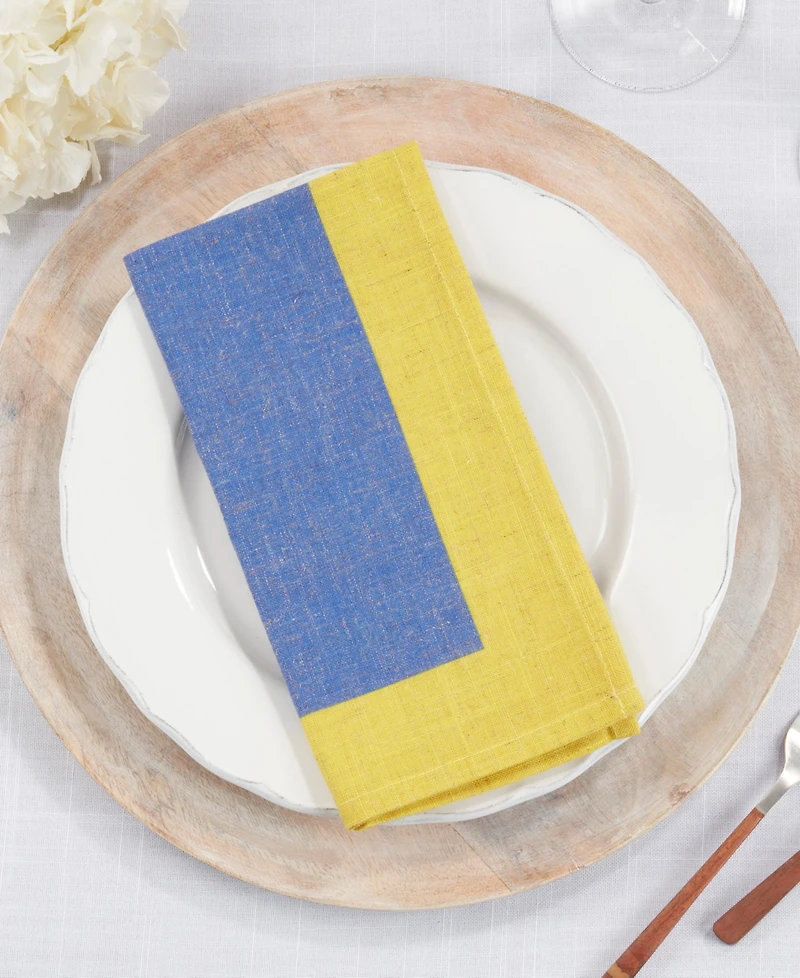 Saro Lifestyle Multicolored Band Napkin Set of 4, 20"x20"