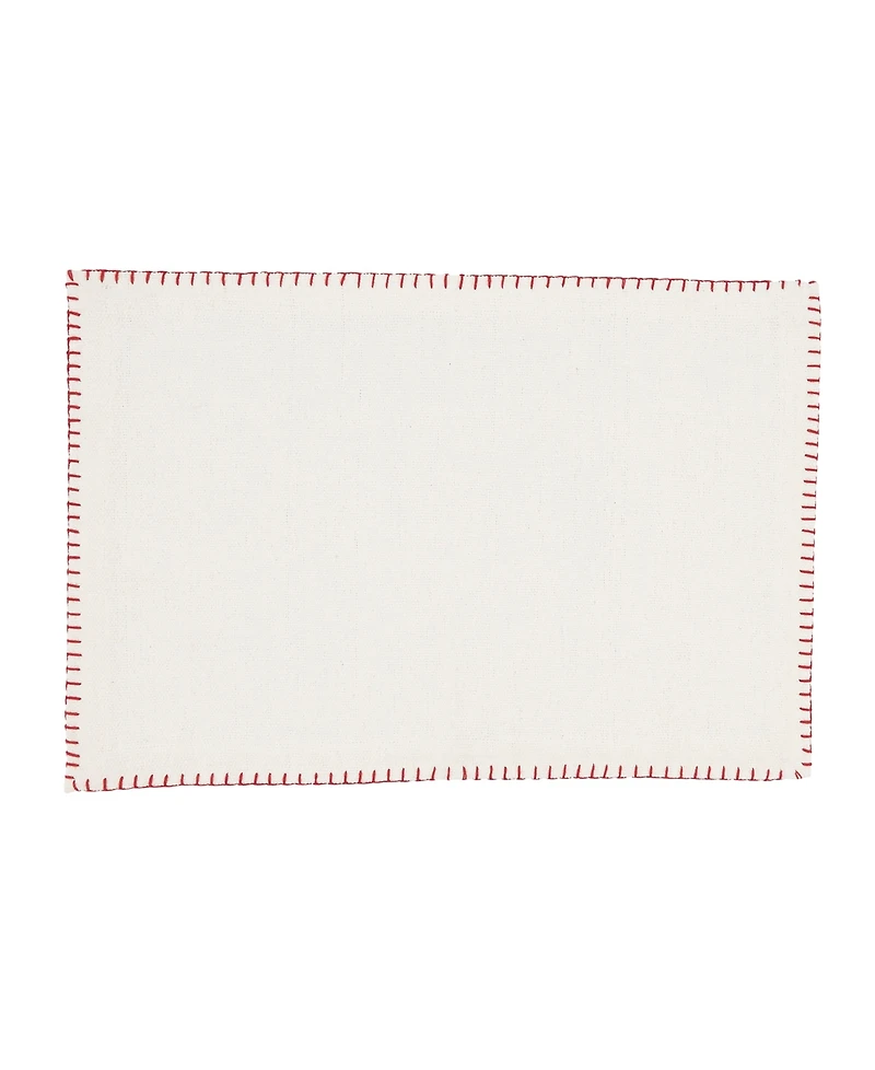 Saro Lifestyle Celena Collection Whip Stitched Design Cotton Placemat Set of 12, 13"x19"