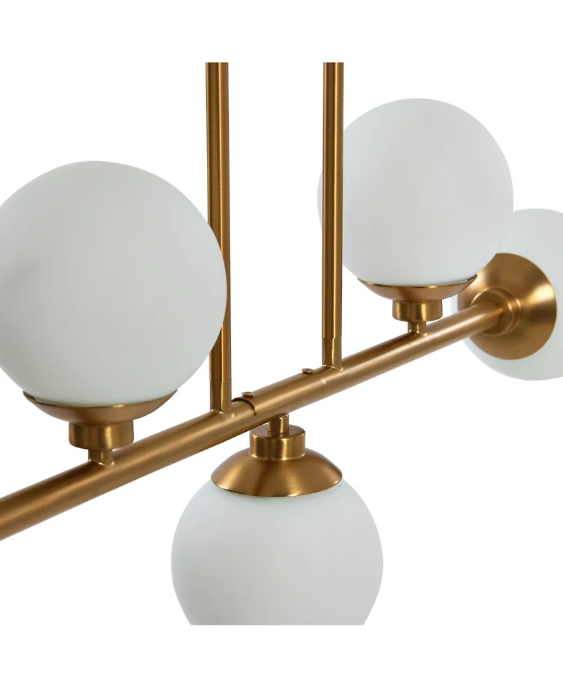 Robert Stevenson Lighting Lorne - Metal and Frosted Glass 5-Light Chandelier Brushed Gold