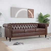 Streamdale Furniture 83.66 Inch Width Traditional Square Arm Removable Cushion 3 Seater Sofa