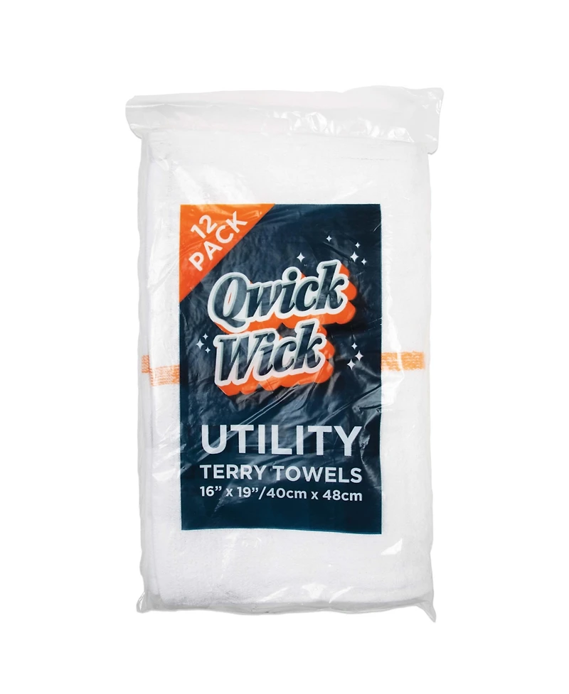 Arkwright Home Qwick Wick Bar Mop Towels (12 Pack), Cotton, 16x19 in., Multipurpose Terry Cleanup Towels, Striped Color Options