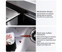 Streamdale Furniture Workstation 33-inch Drop-In Kitchen Sink R10 Radius Stainless Steel Kitchen Sink Single Bowl with Integrated Ledge & Accessories