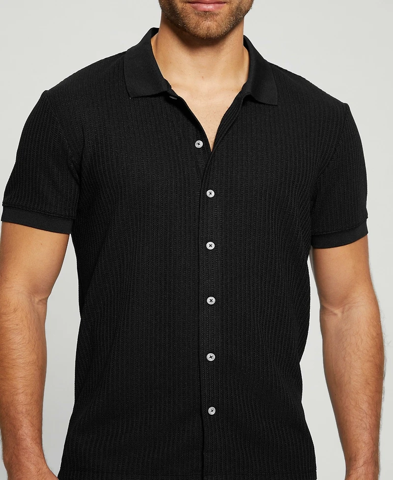 Guess Men's Pointelle Short Sleeve Knit Shirt