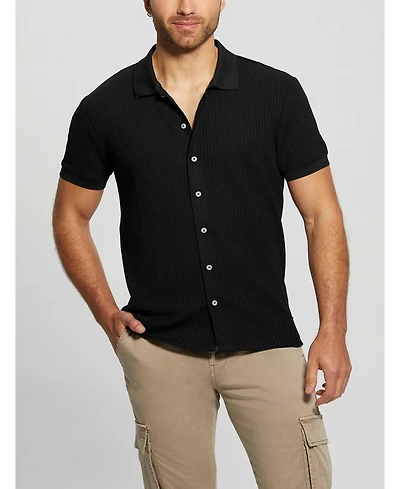 Guess Men's Pointelle Short Sleeve Knit Shirt