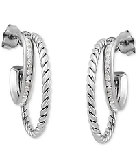 Giani Bernini Cubic Zirconia Double Small Hoop Earrings, 0.75", Created for Macy's