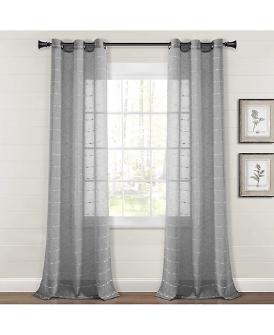 Lush Decor Farmhouse Textured Grommet Sheer Window Curtain Panels