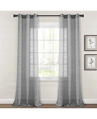 Lush Decor Farmhouse Textured Grommet Sheer Window Curtain Panels