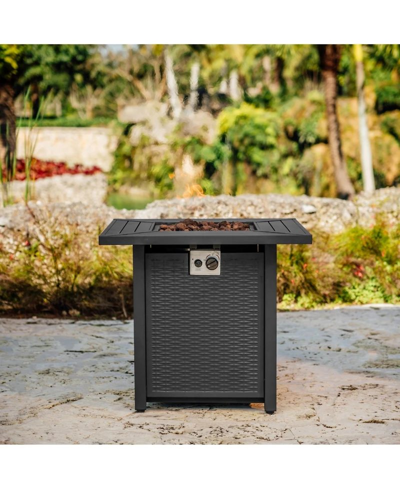 Nestl 28" Wicker Rattan Fire Pit Table - Grey