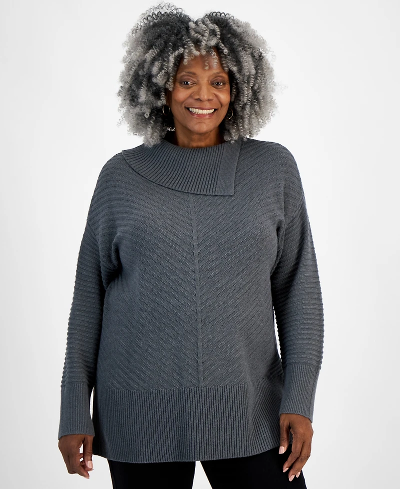 Style & Co Plus Size Envelope Neckline Tunic Sweater, Macy's Exclusive