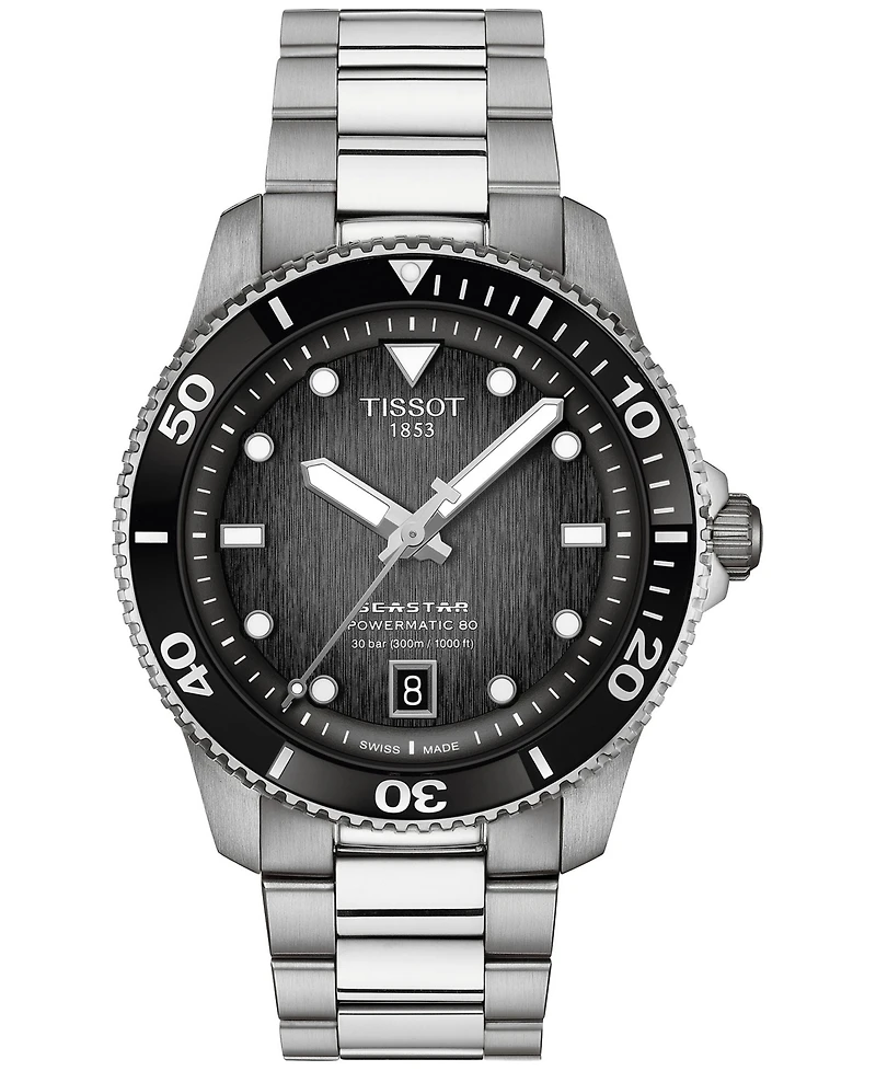 Tissot Men's Swiss Automatic Seastar 1000 Powermatic 80 Stainless Steel Bracelet Watch 40mm