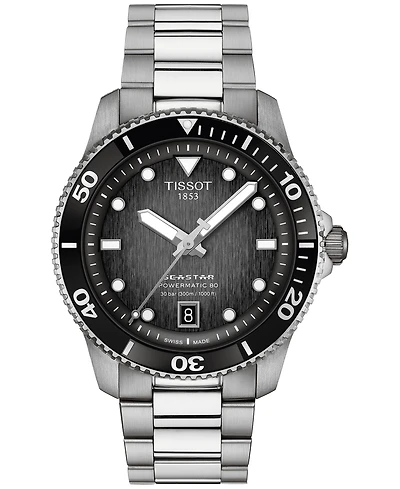 Tissot Men's Swiss Automatic Seastar 1000 Powermatic 80 Stainless Steel Bracelet Watch 40mm