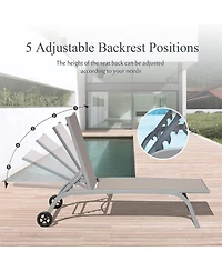 Streamdale Khaki Outdoor Lounge Chair Set with Wheels