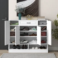 Streamdale Modern White Shoe Cabinet with Adjustable Shelves