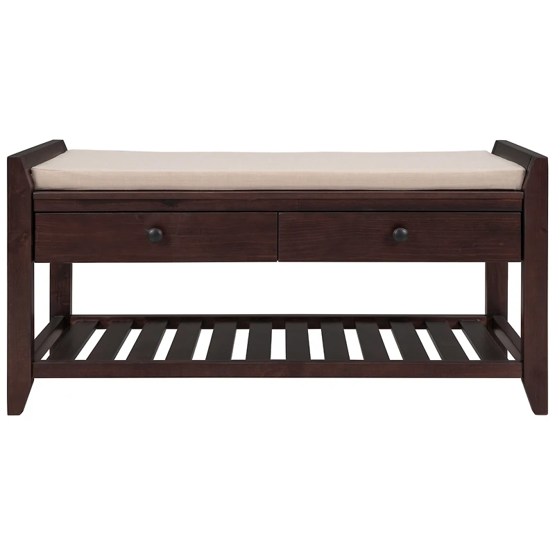 Streamdale Multipurpose Entryway Bench with Seat and Drawers (Espresso)