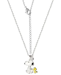 Peanuts Snoopy and Woodstock 3D Pendant Necklace, 16 + 2'' Chain