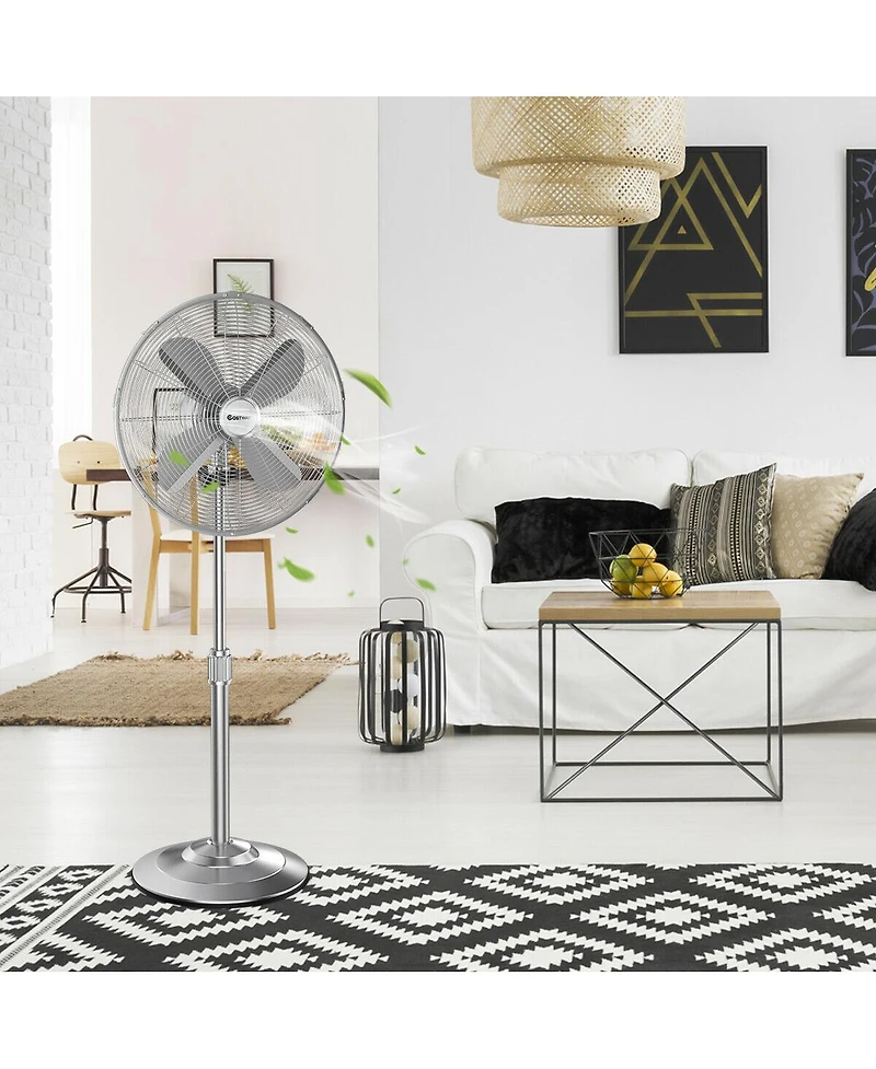 Slickblue 18 Inch Metal Adjustable Oscillating Pedestal Fan