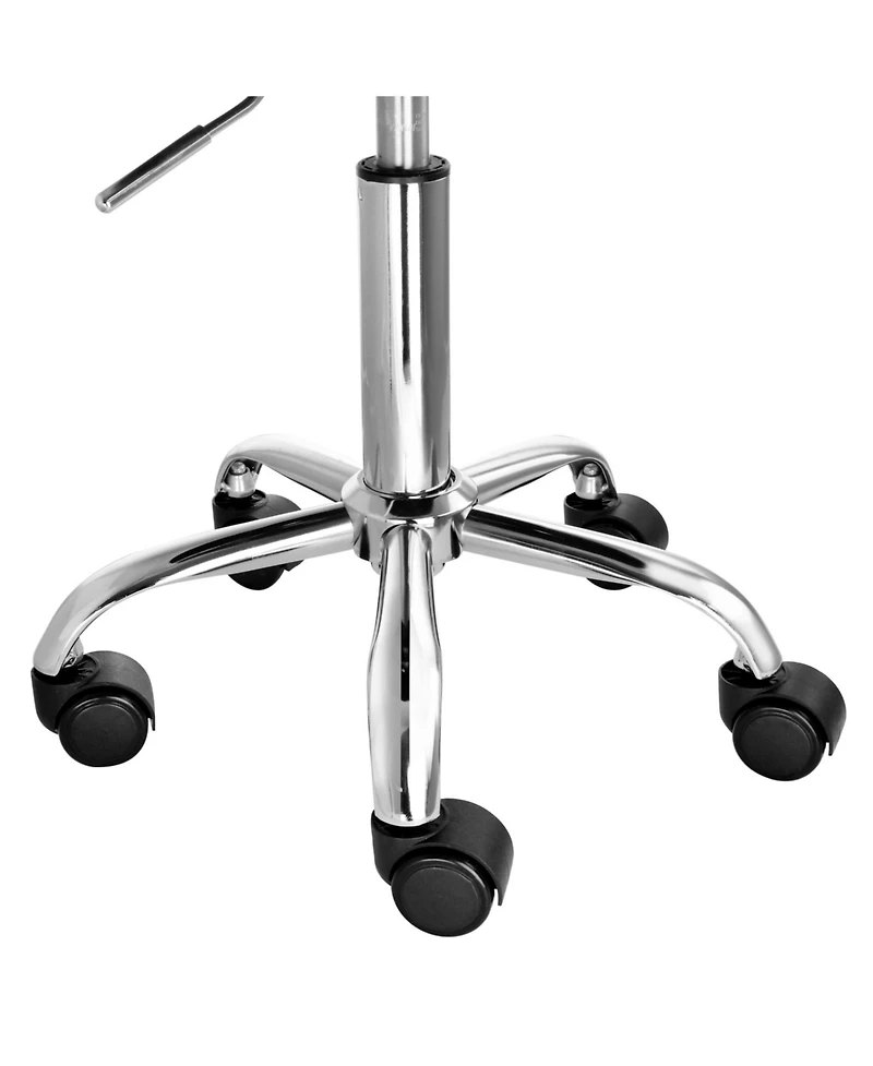 Elama Faux Leather Adjustable Backless Rolling Stool in Black with Chrome Base