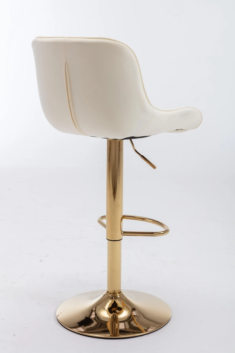 Chrome Footrest And Base Swivel Height Adjustable Mechanical Lifting Velvet + Leg