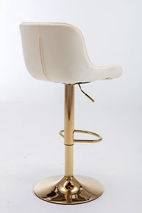 Chrome Footrest And Base Swivel Height Adjustable Mechanical Lifting Velvet + Leg