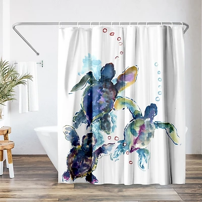 71x74 Coastal Shower Curtain - Baby Sea Turtles by Suren Nersisyan