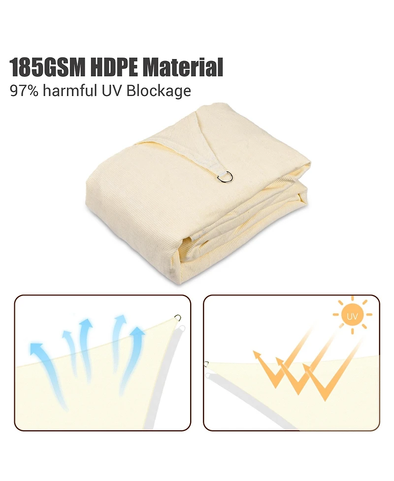 18x18 Ft 97% Uv Block Square Sun Shade Sail Hdpe Canopy Patio Backyard Pool Lawn