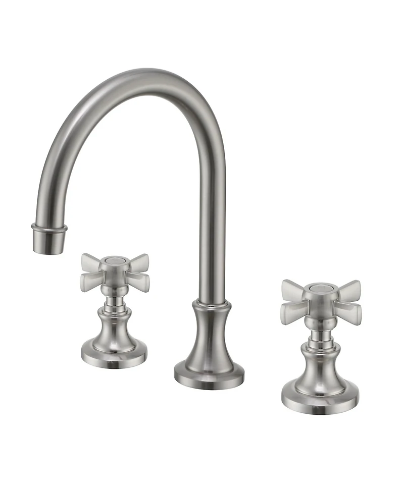 Mondawe Bathroom Faucets for Sink 3 Hole, 8 Inch Widespread Bathroom Sink Faucet 2 Handles Mid-Arc Kitchen Faucets with cUPC Flexible Hose