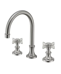 Mondawe Bathroom Faucets for Sink 3 Hole, 8 Inch Widespread Bathroom Sink Faucet 2 Handles Mid-Arc Kitchen Faucets with cUPC Flexible Hose