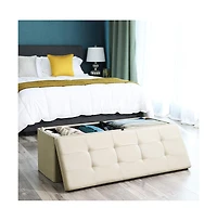 Folding Storage Ottoman Bench with Divider and Lid for Bedroom or Living Room