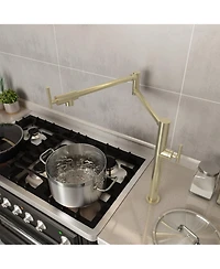 Mondawe Industrial Single Hole Two Handles Deck Mount Kitchen Pot Filler Faucet with Accessories