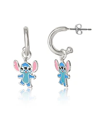 Disney Lilo and Stitch Silver Plated Stitch Drop Hoop Earrings