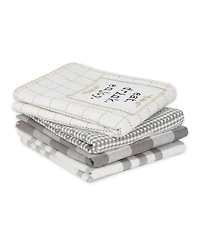 Design Imports Home Sweet Farmhouse Kitchen Collection, Dishtowel Set, 18x28", Gray, 4 Count