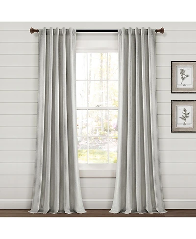 Lush Decor Farmhouse Vintage Stripe Yarn Dyed Cotton Back Tab/Rod Pocket Window Curtain Panels