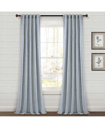 Lush Decor Farmhouse Vintage Stripe Yarn Dyed Cotton Back Tab/Rod Pocket Window Curtain Panels
