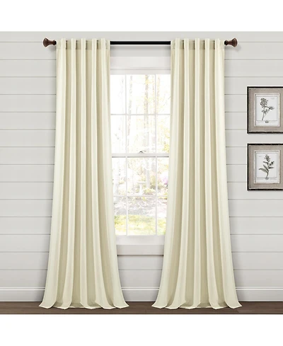 Lush Decor Farmhouse Vintage Stripe Yarn Dyed Cotton Back Tab/Rod Pocket Window Curtain Panels