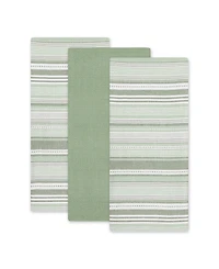 Design Imports Everyday Dishtowel Collection Urban Stripe, 20x30", Artichoke Green, 3 Piece