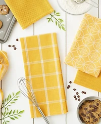 Design Imports Assorted Woven Kitchen Set, Dishtowel, 18x28", Dishcloth, 13x13", Honey Gold, 5 Piece
