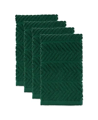 Design Imports Luxury Bar Mop Collection Chevron Dishtowel Set, 16x19", Dark Green, 4 Piece
