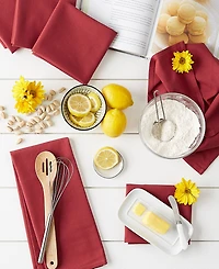 Design Imports Basic Solid Dishtowel Collection Cotton Flat Woven, Small Set, 18x28", Barn Red, 6 Piece