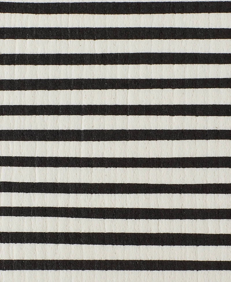 Design Imports Swedish Dishcloths for Kitchen Cleaning, Machine Washable Dishwasher Safe, 7.75 x 6.75", Black White, 3 Piece